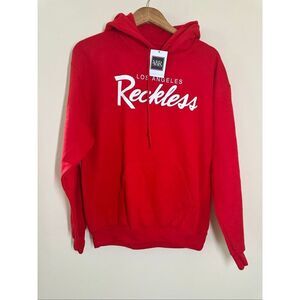Young & Reckless Red and White Pull Over Hoodie Size Medium/Large New